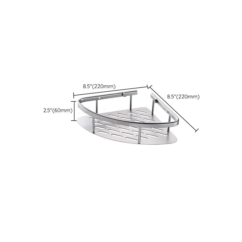 LoungeYard | 3-piece modern bathroom accessory set aluminum bathroom shelf in silver — product view 3
