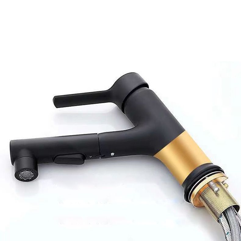 LoungeYard | Modern Washbasin Faucet Copper 1-Handle Low Arc Pull-Out Washbasin Faucet for Bathroom — product view 6