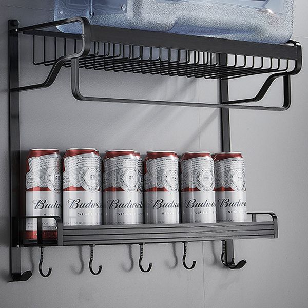 LoungeYard | Black / Silver Bathroom Accessories Aluminum Hardware Set Bathroom Shelf — product view 1
