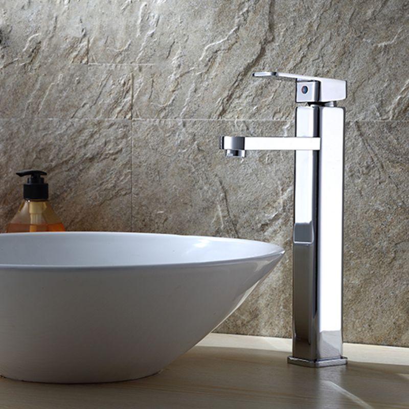 LoungeYard | Cubic Chrome Bathroom Faucet Low Arc Single Lever Basin Faucet — product view 4