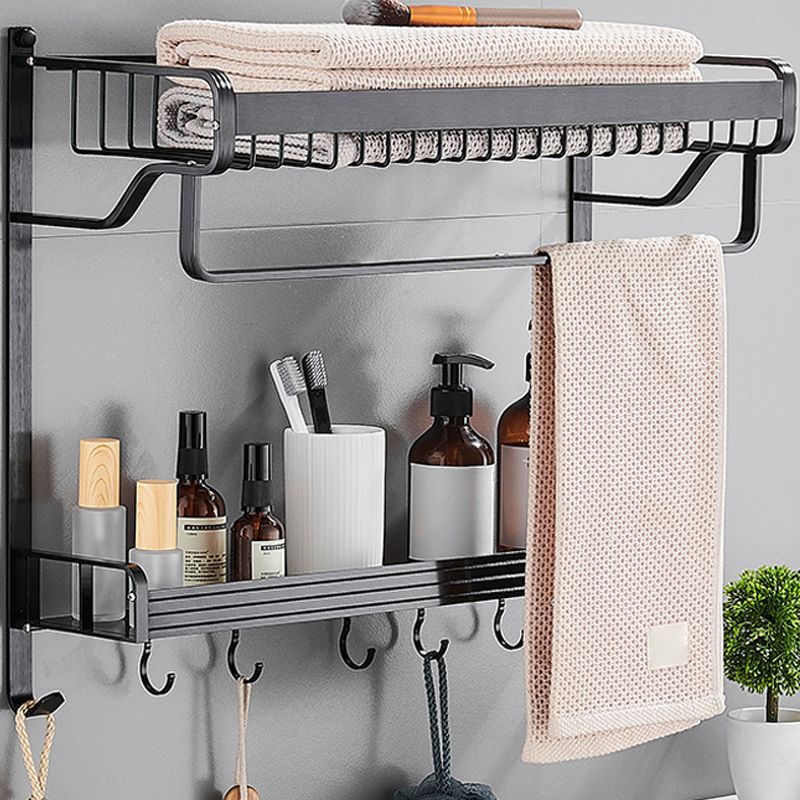 LoungeYard | Black / Silver Bathroom Accessories Aluminum Hardware Set Bathroom Shelf — product view 2