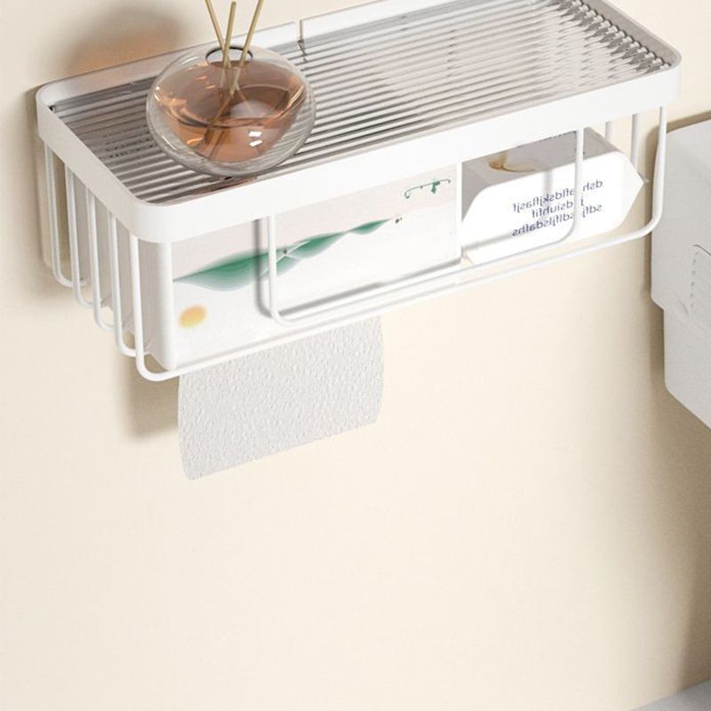 LoungeYard | White & clear acrylic bathroom accessory set with towel holder/paper holder/robe hooks — product view 6