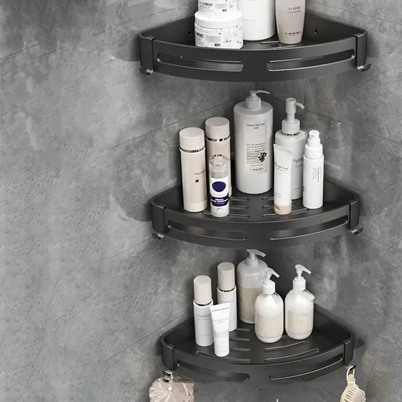 LoungeYard | Modern Bathroom Hardware Set Bathroom Shelf Silver/Black Bathroom Accessories Set — product view 2