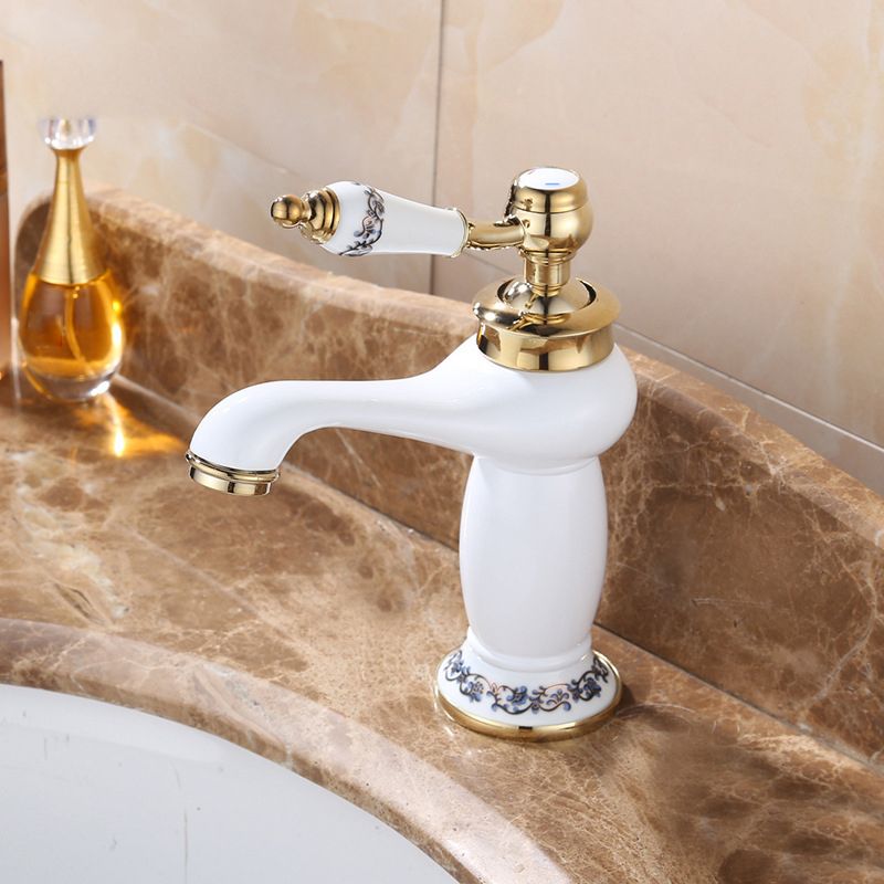 LoungeYard | Luxury Vessel Faucet Brass Lever Handles Low Arc Sink Faucet — product view 2