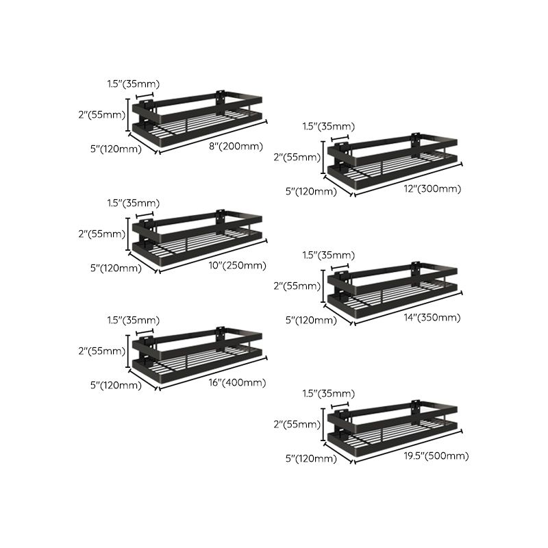 LoungeYard | 2-piece bathroom shelf made of matte black metal bathroom hardware set — product view 7