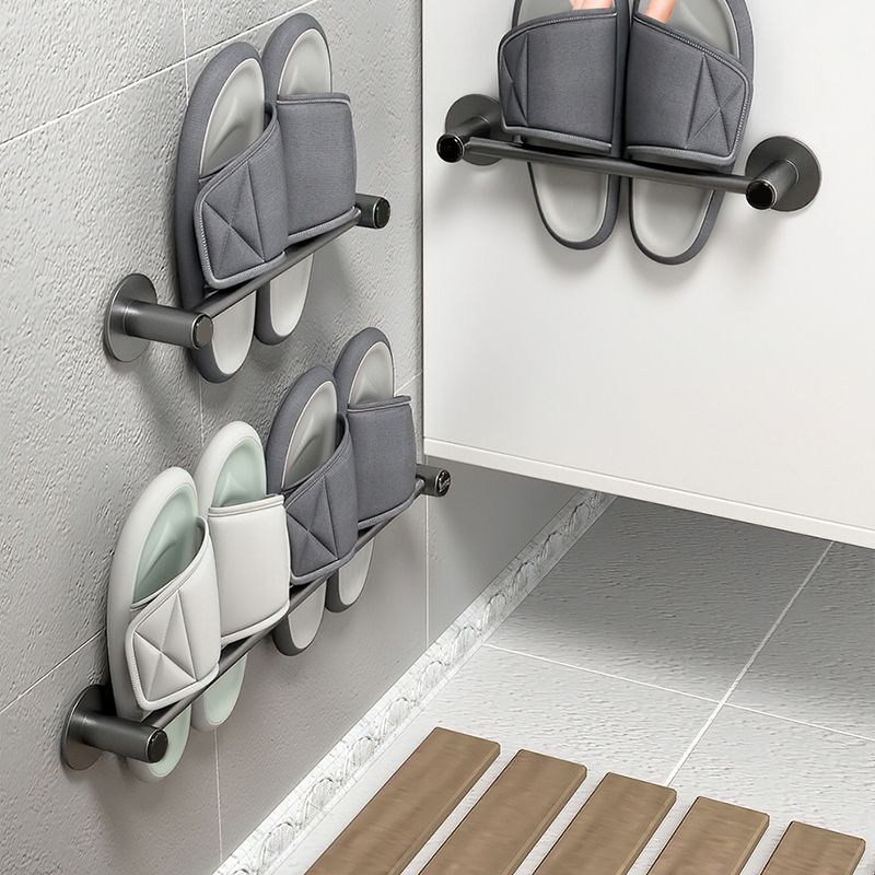 LoungeYard | 2-piece modern bathroom accessories set metal slipper rack/towel bar — product view 2