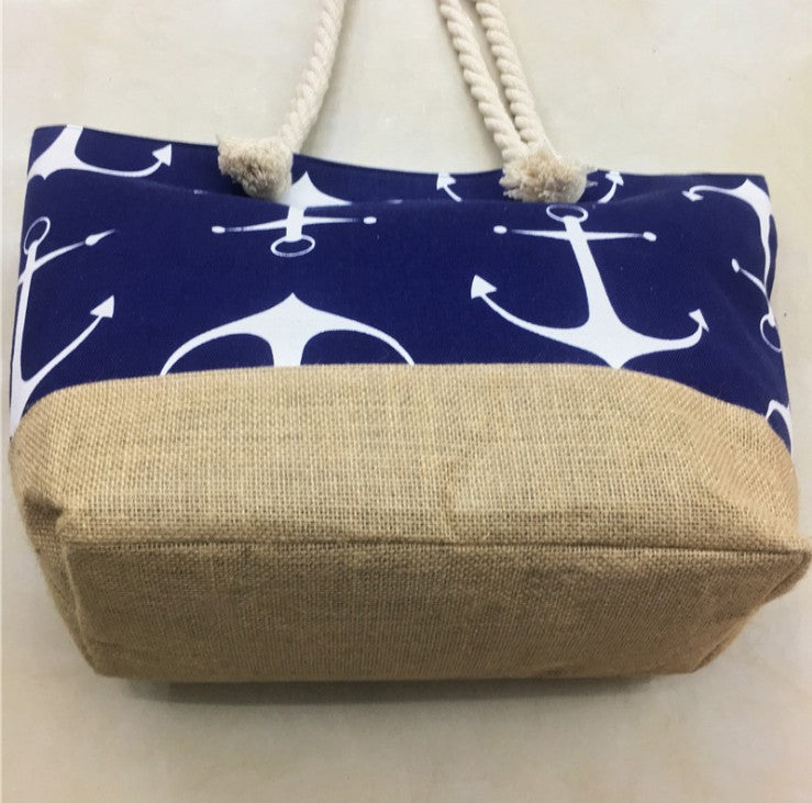 Spacious beach bag with maritime anchor design LoungeYard — product view 5