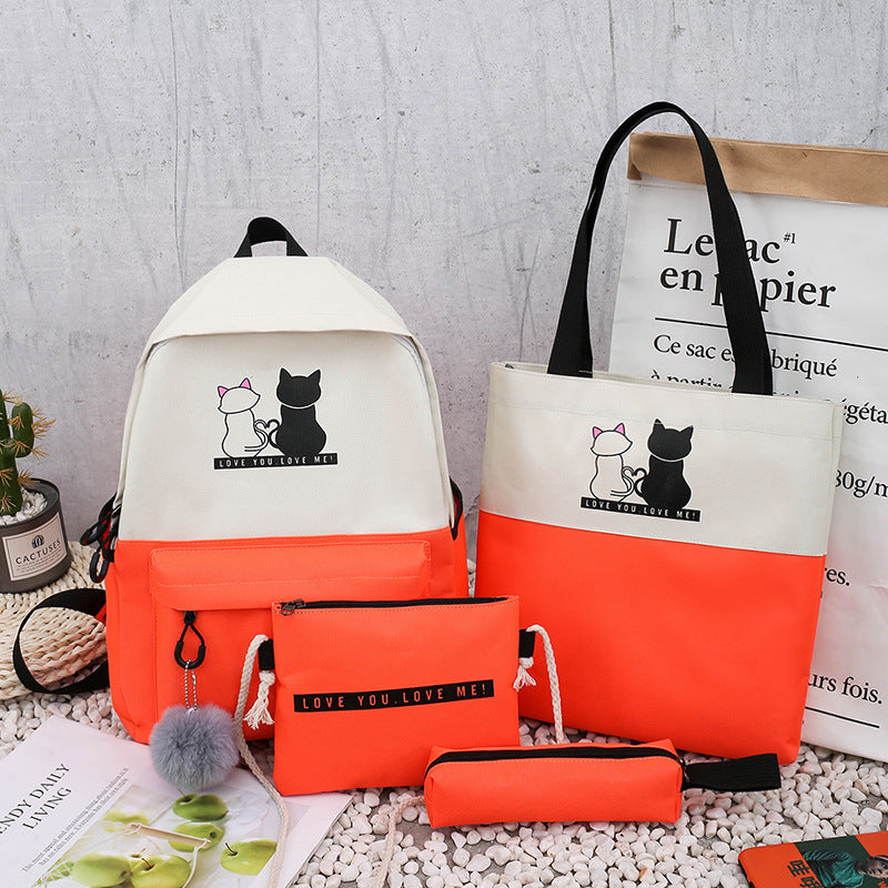 5-Piece Backpack and Tote Bag Set with Cat Design LoungeYard — product view 2