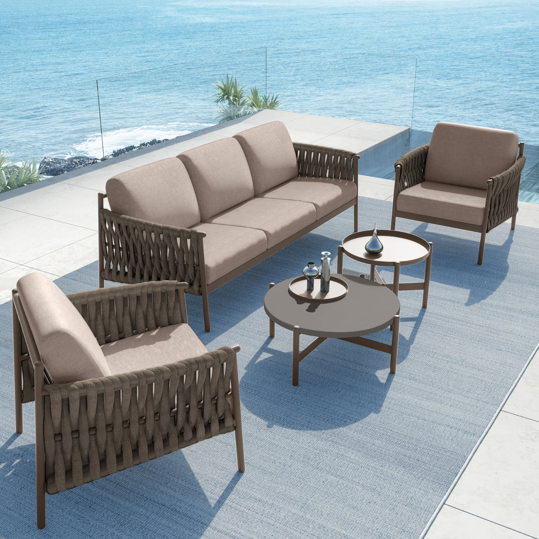 LOUNGE YARD 5-Seat Conversation Sofa Set, Thick Cotton Rope Outdoor Patio Furniture with Cushions — product view 1