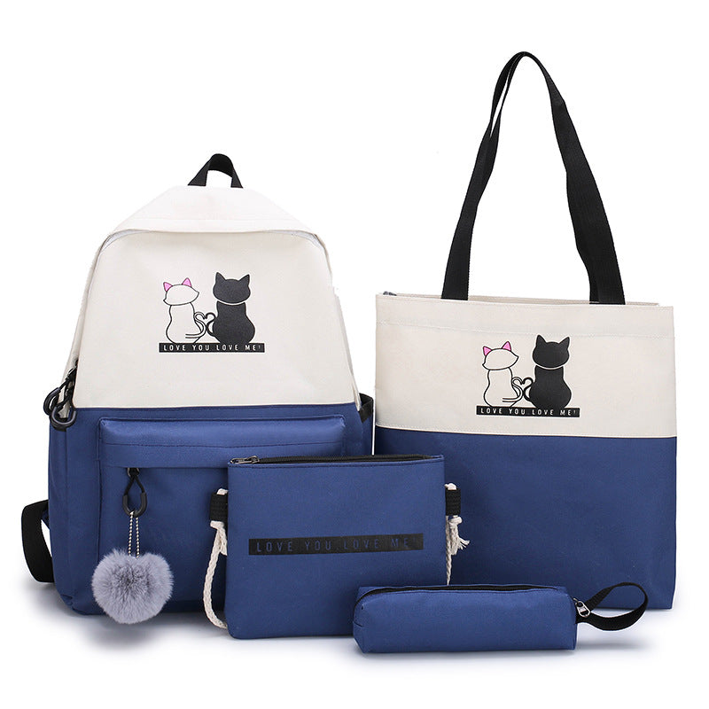 5-Piece Backpack and Tote Bag Set with Cat Design LoungeYard — product view 4