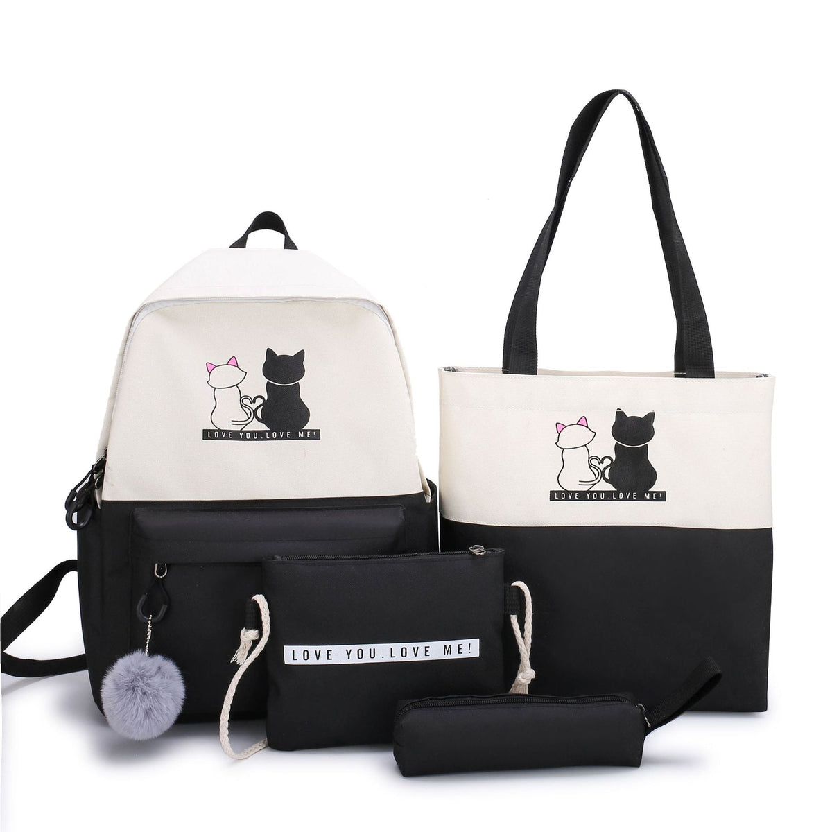 5-Piece Backpack and Tote Bag Set with Cat Design LoungeYard — product view 6