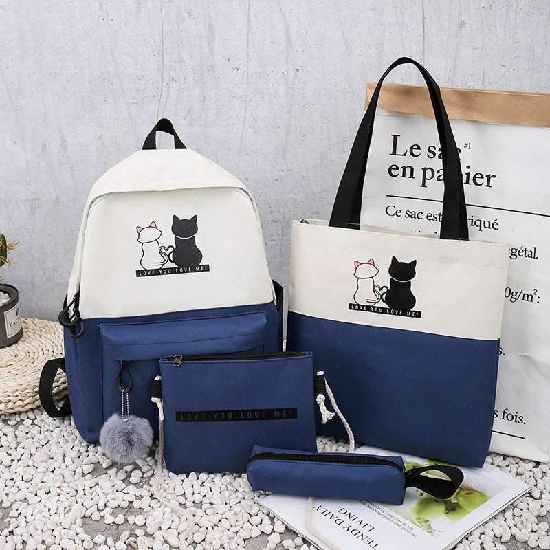 5-Piece Backpack and Tote Bag Set with Cat Design LoungeYard — product view 3