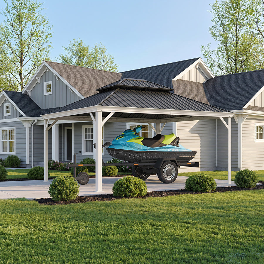 PURPLE LEAF White Metal Carport with Galvanized Steel Roof Aluminum Frame All-Weather Car Shelter — product view 2
