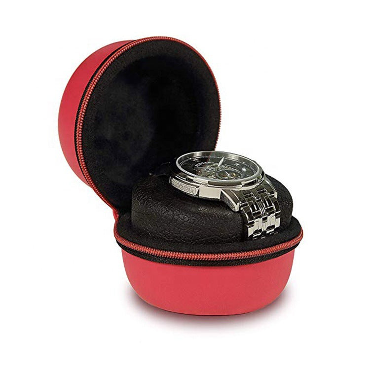 Compact Round Zippered Travel Watch Case with Cushioned Pillow LoungeYard — product view 2