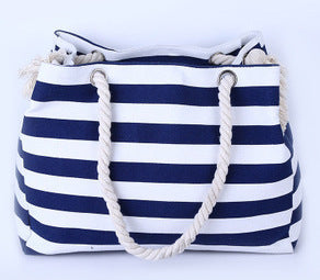 Spacious and Stylish Beach Bag with Maritime Stripe Pattern LoungeYard — product view 5
