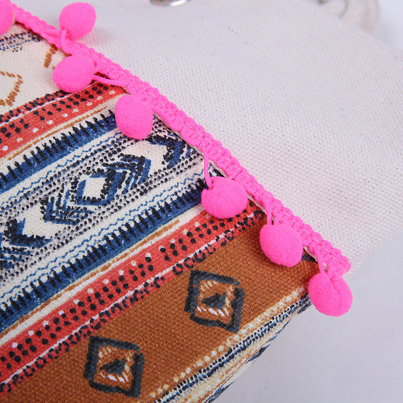Large beach bag with crocheted embellishments LoungeYard — product view 4