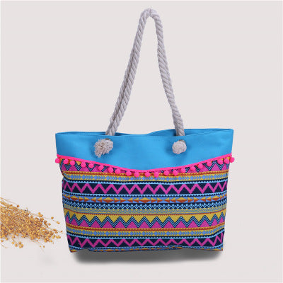 Large beach bag with crocheted embellishments LoungeYard — product view 1