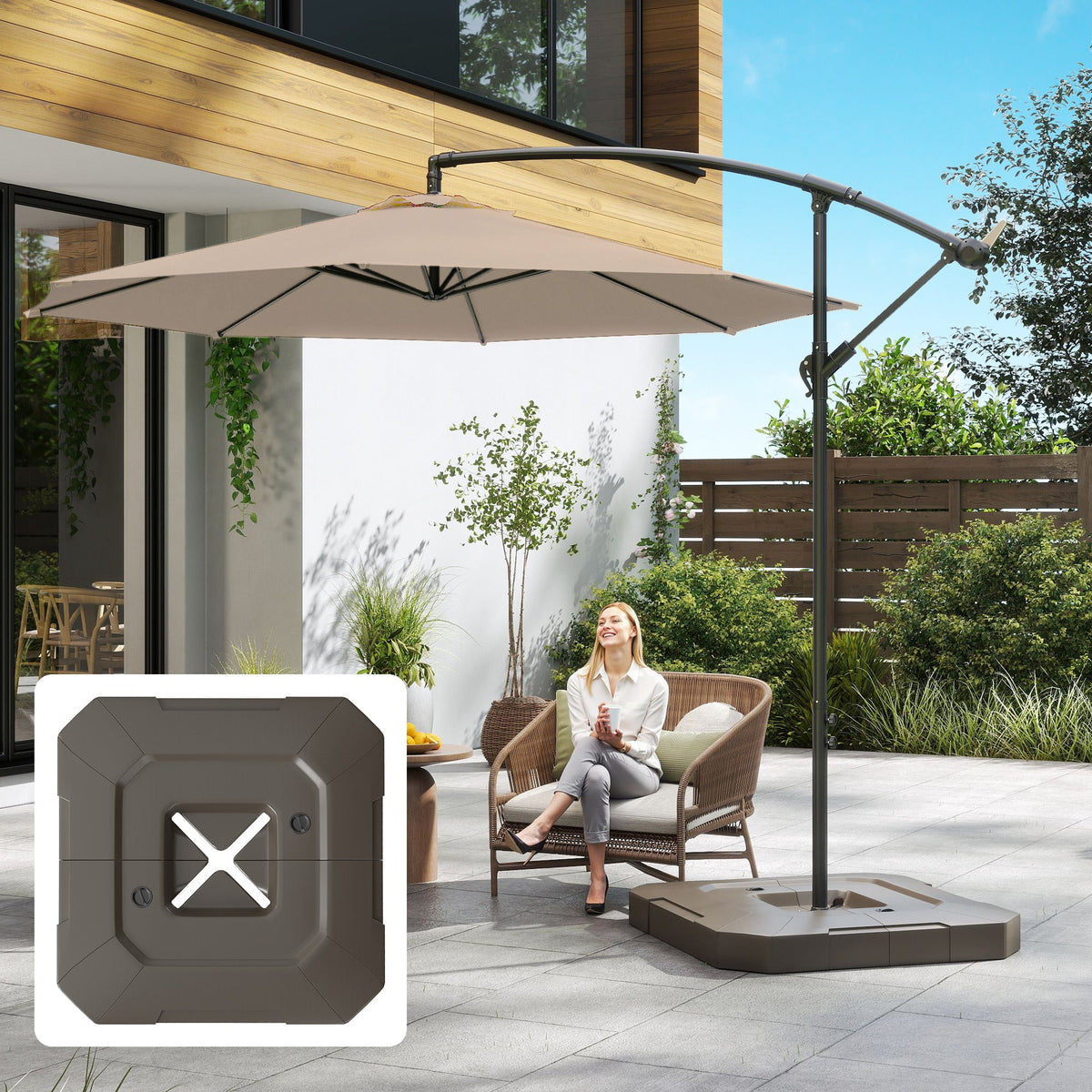 2-Piece Cantilever Umbrella Base Weight Set, 231 lb, Brown — product view 4