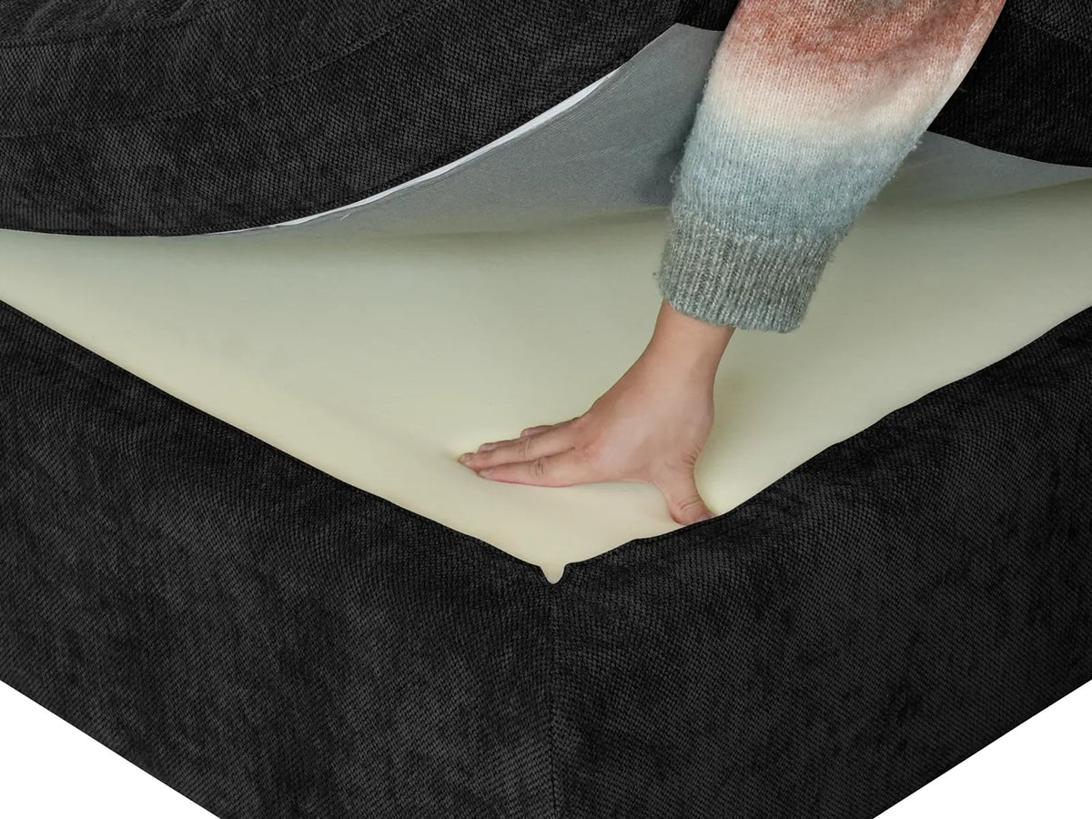 Deluxe Slope Cloud Sectional Sofa Covers | Black Chenille and Linen Sofa Cover for 4-Seater — product view 6