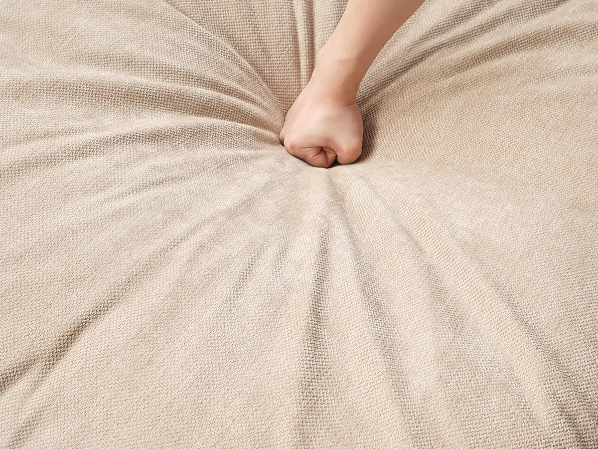 Deluxe Slope Cloud Sectional Sofa Covers | Khaki Chenille and Linen Sofa Cover for 4-Seater — product view 7