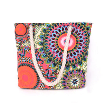 Large shopping bag with colorful ethnic pattern LoungeYard — product view 5