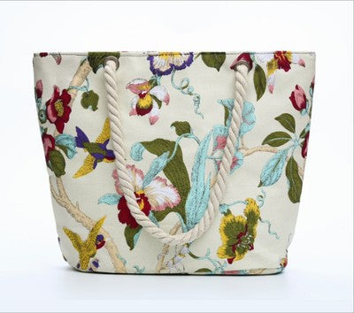 Floral Pattern Beach Bag with Sturdy Cord Handles LoungeYard — product view 5