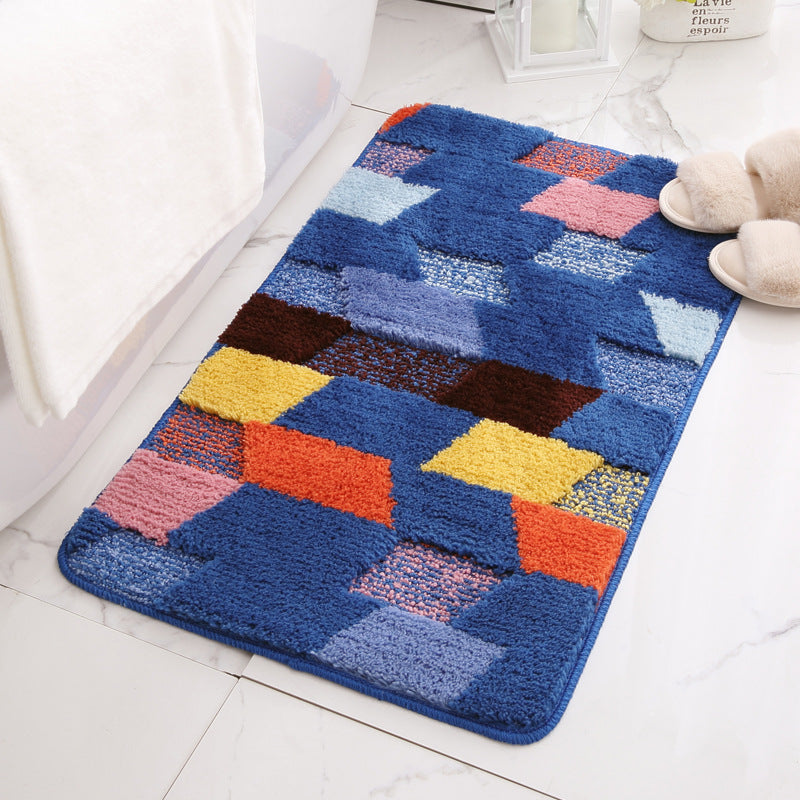 Plush Geometric Pattern Bath Mat — product view 1