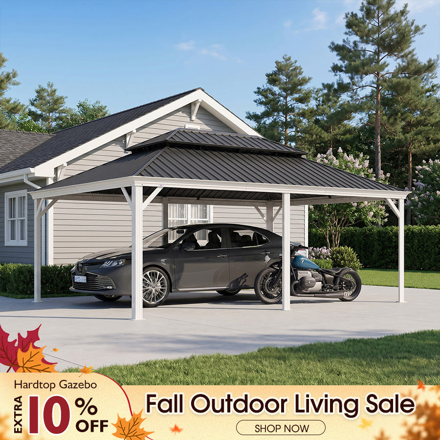 PURPLE LEAF White Metal Carport with Galvanized Steel Roof Aluminum Frame All-Weather Car Shelter — product view 1