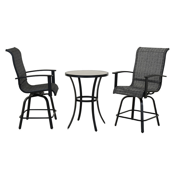 LOUNGE YARD 3 Piece High Foot Swivel Stool Bar Set with Rotation Function — product view 1