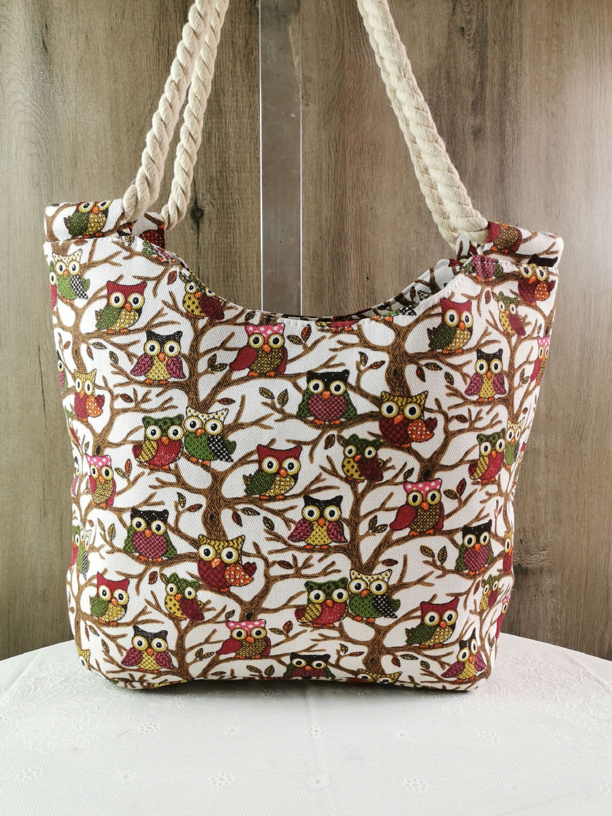 Shopping bag with stylish owl pattern LoungeYard — product view 4