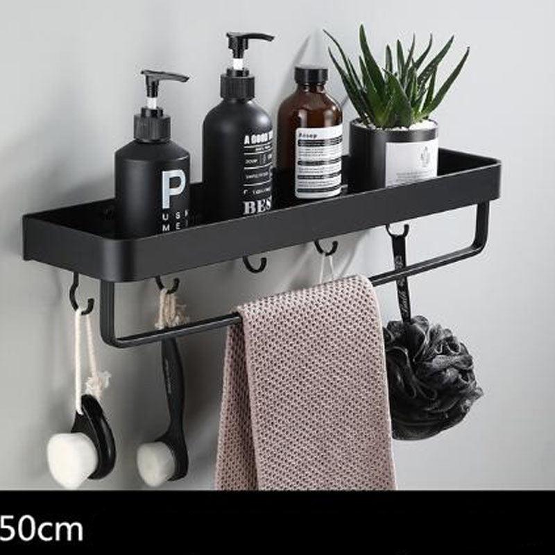 LoungeYard | Black bathroom shelf made of space aluminum for wall mounting — product view 3