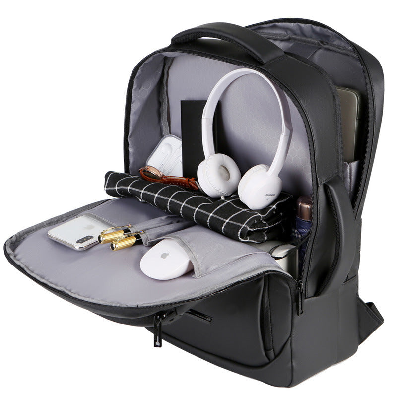 Laptop backpack with slim, waterproof design and multiple interior compartments LoungeYard — product view 3