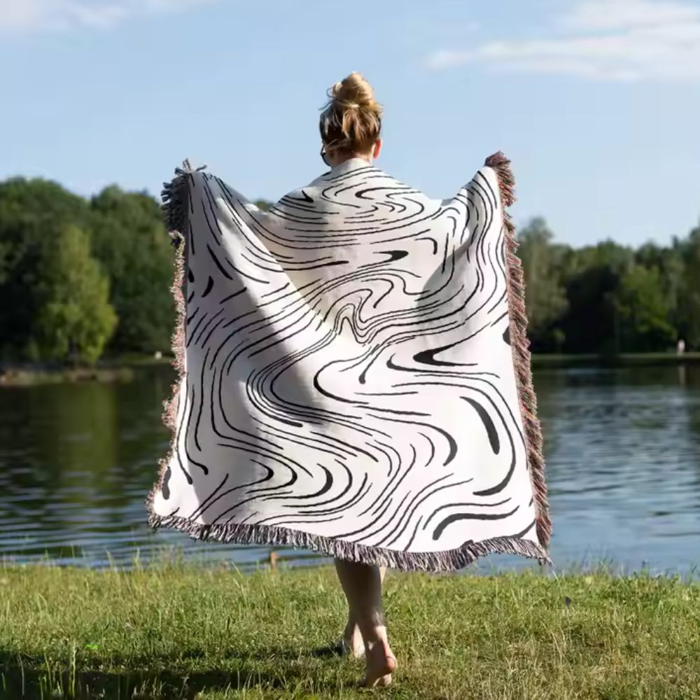 LoungeYard | Marble Woven Throw Blanket — product view 2