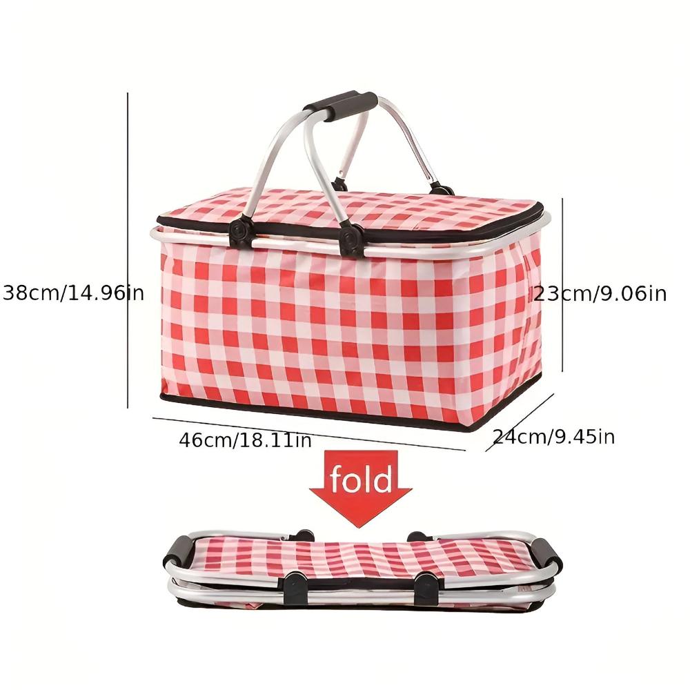 LoungeYard | Foldable Checkered Picnic Basket — product view 1
