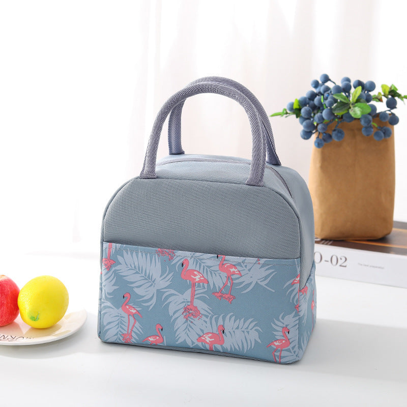 Insulated lunch bag with trendy flamingo pattern LoungeYard — product view 1