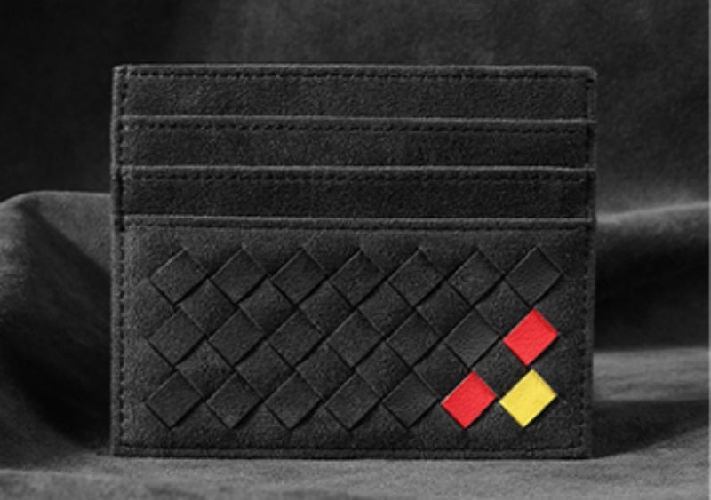 LoungeYard | Large Capacity Slim Woven Suede Card Holder, for Shopping, Travelling, Jogging or Working — product view 5