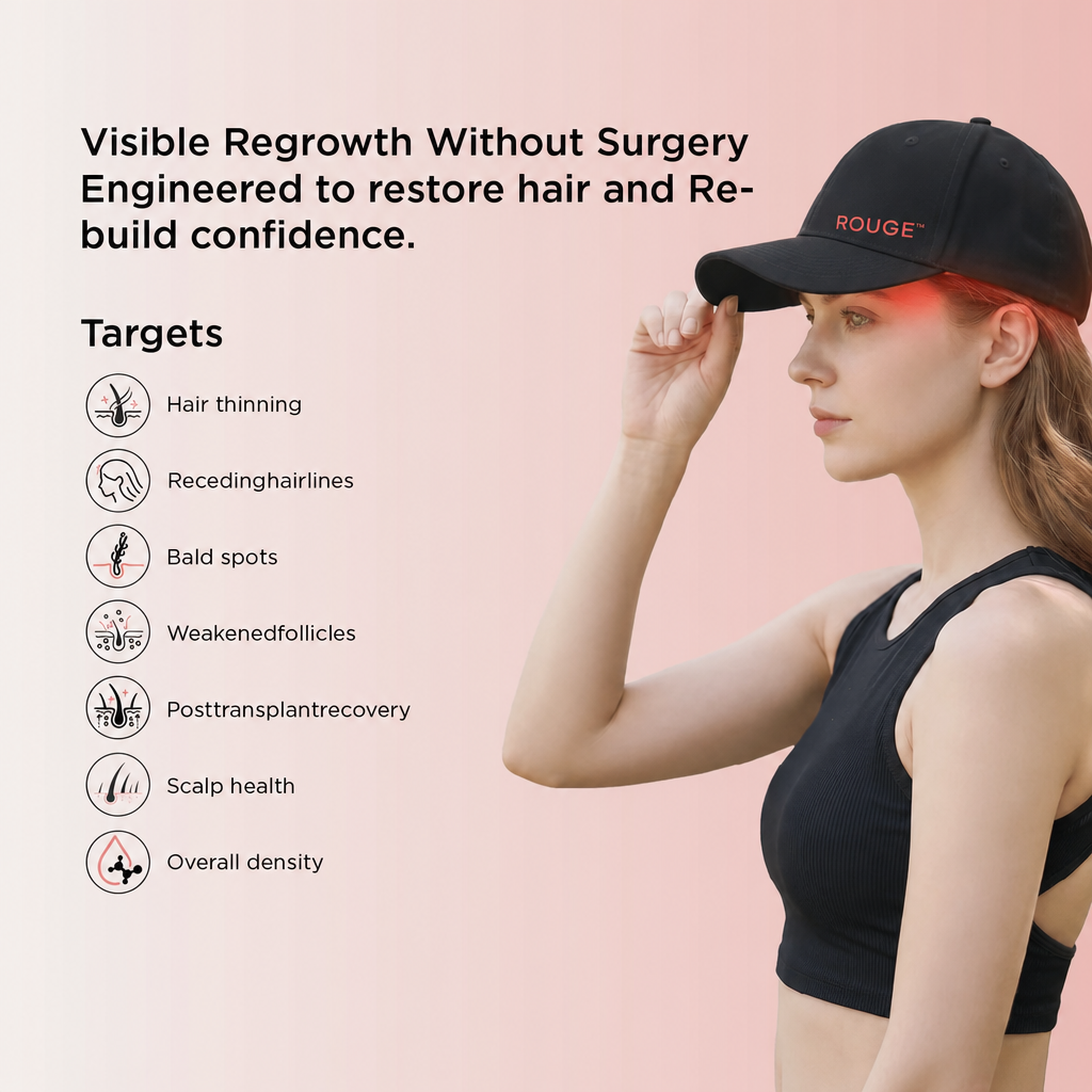Red Light Therapy Cap for Hair - Wearable LED Scalp Care Cap for Men & Women, Hands-Free