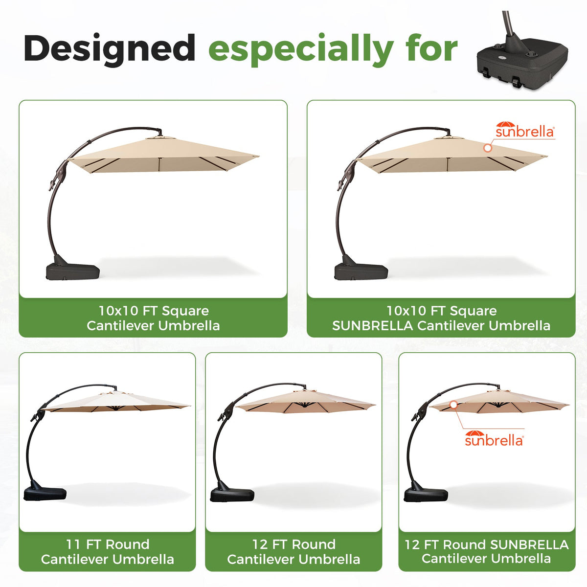 LOUNGE YARD Offset Patio Umbrella Base (Does not include base cross, wheels and sleeves) — product view 2