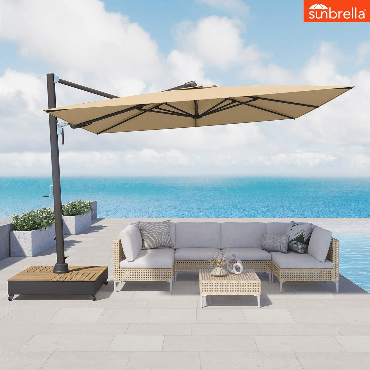 LOUNGE YARD 10x13 FT Sunbrella Cantilever Aluminum Umbrella, 5-Year-Non-Fading — product view 3