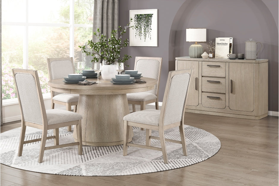 Homelegance Alita Distressed Light Grey 5-Piece Round Dining Table Set – 2477-54RD-5PC — product view 1