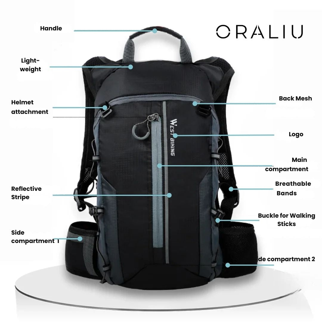 LoungeYard | Premium Cycling Backpack with Hydration System – Lightweight, Waterproof & Helmet Holder — product view 2