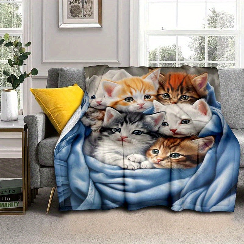 FluffyCat – Soft Flannel Blankets with Cat Print LoungeYard — product view 7