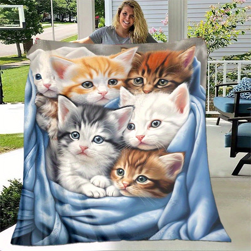 FluffyCat – Soft Flannel Blankets with Cat Print LoungeYard — product view 1