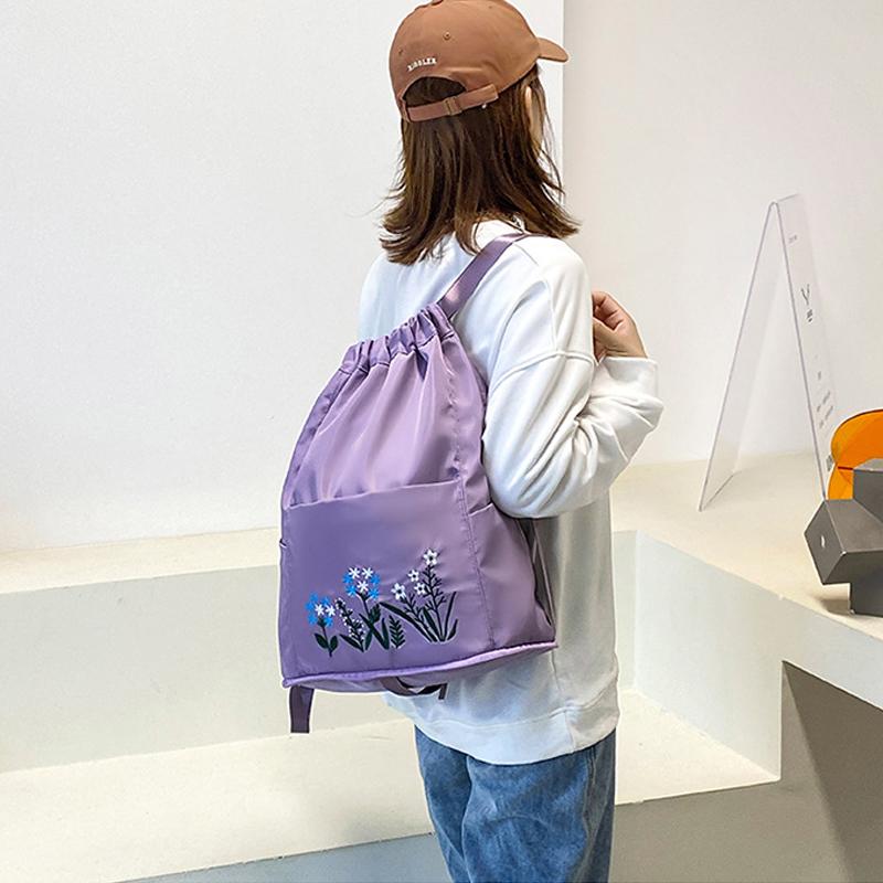 Multifunctional travel backpack with drawstring and embroidery | LoungeYard — product view 5