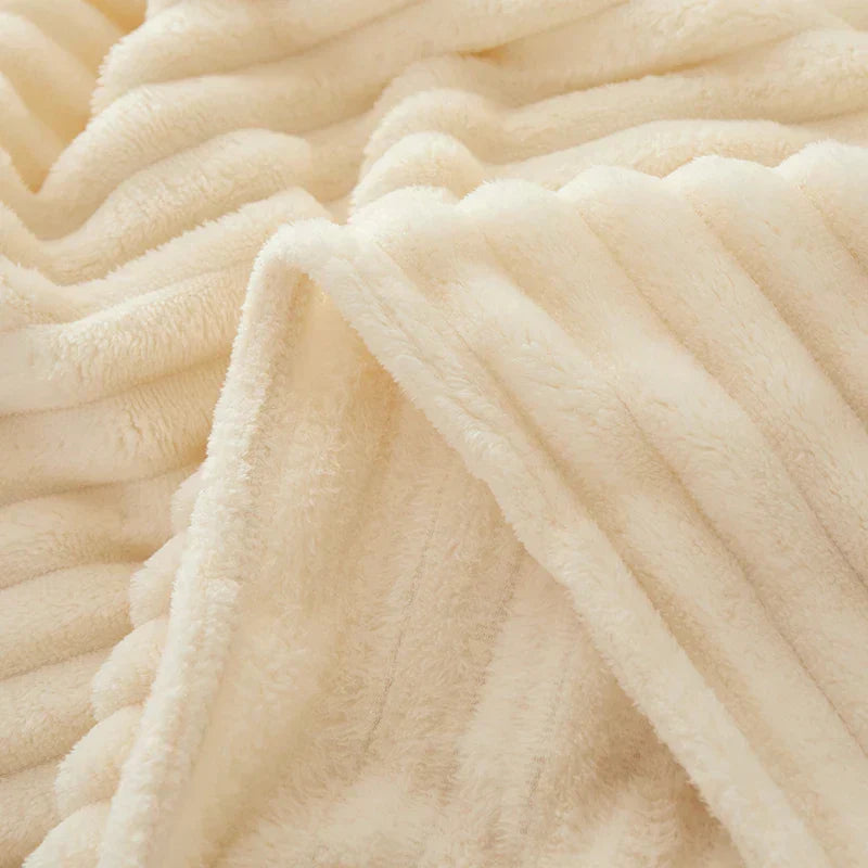 LoungeYard | Wide Striped Flannel Fleece Blanket - CozyStripe — product view 5