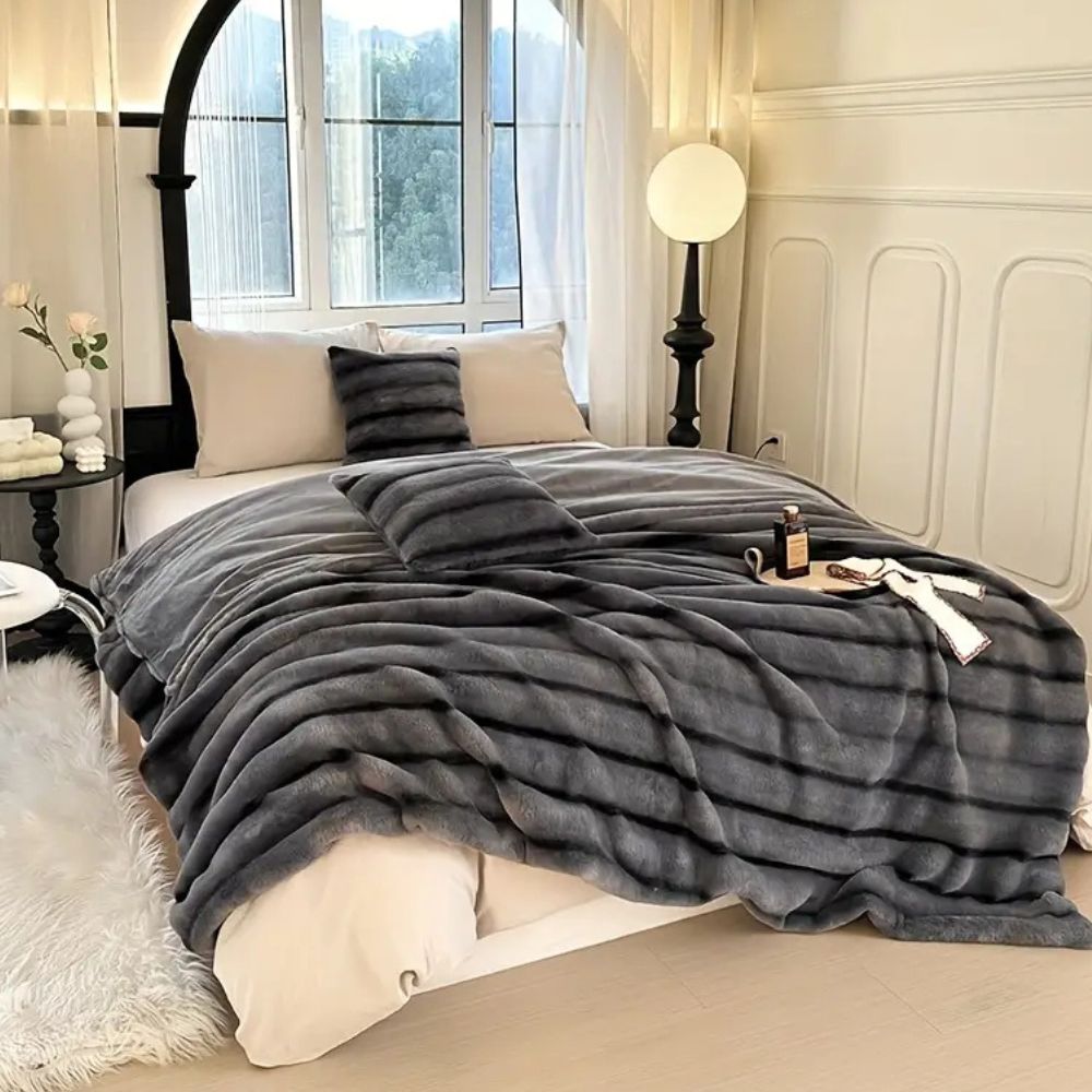 LoungeYard | Ruched Faux Rabbit Fur Blanket — product view 2