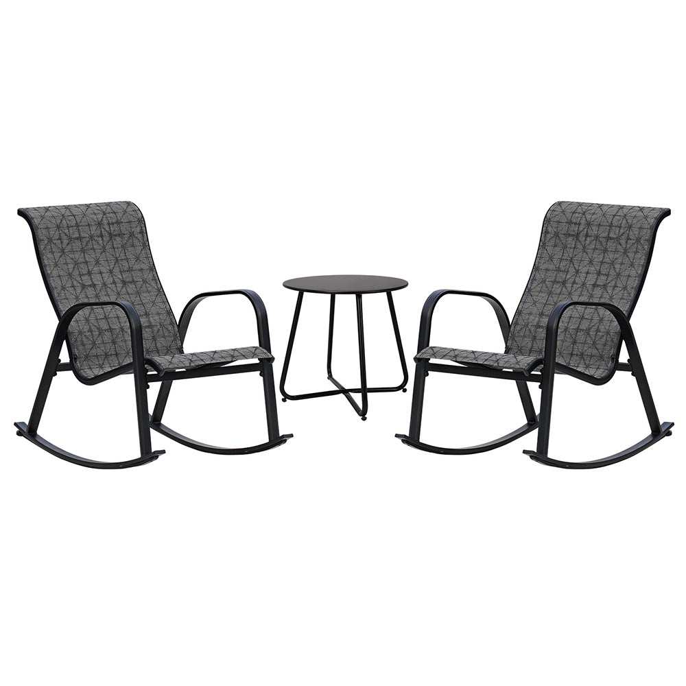 LOUNGE YARD Outdoor 3-Piece Patio Bistro Rocking Chair Set, Steel Rocker Seating Outside for Front Porch, Garden, Patio, Backyard — product view 1