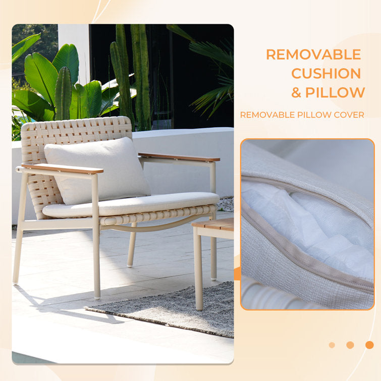LOUNGE YARD 4-Seat Conversation Sofa Set, Kennae Wicker Outdoor Patio Furniture with Cushions — product view 4