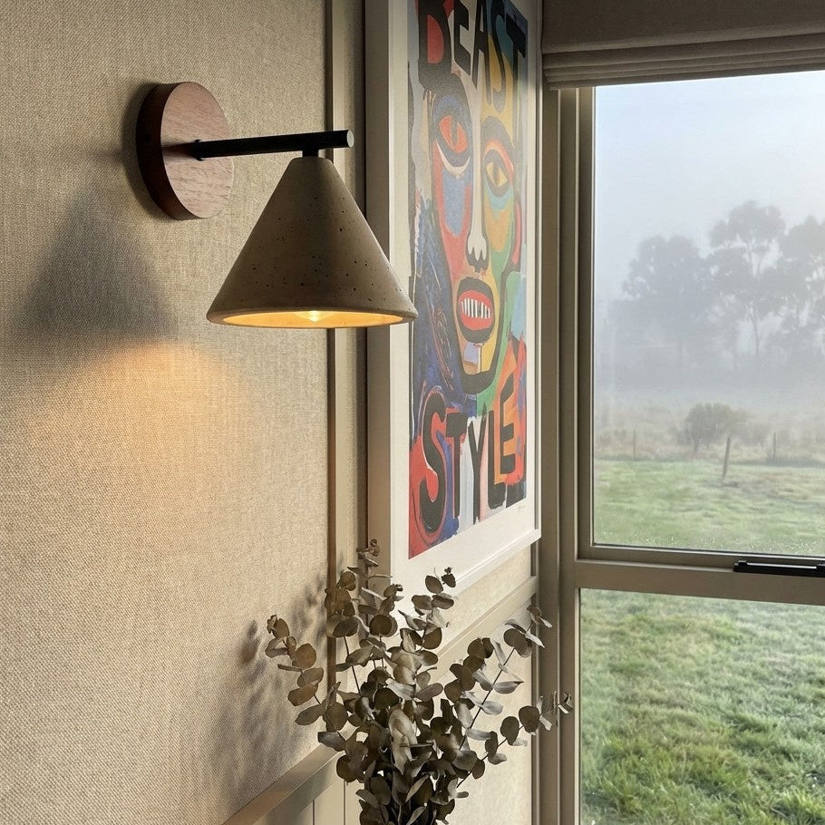 Tapered Travertine Cone Wall Sconce, Dimmable — product view 3
