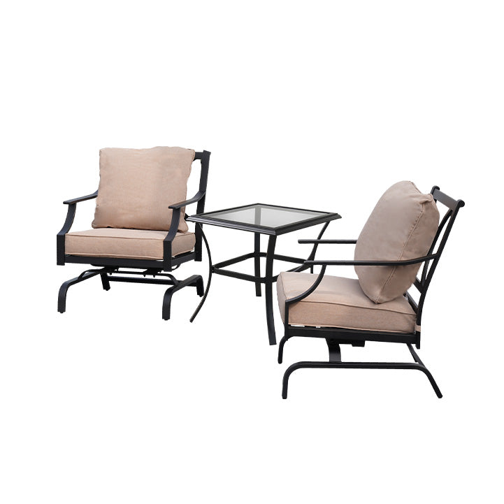 LOUNGE YARD 3 Piece Metal Bistro Rocking Chairs, Indoor Outdoor Chat Set — product view 7